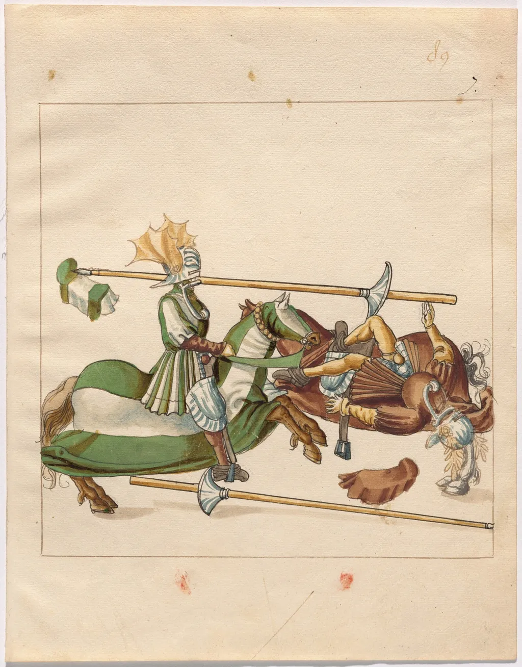 Mock Joust of War with Flying Shields and Without Bevors, by German 16th Century, ink, 1514