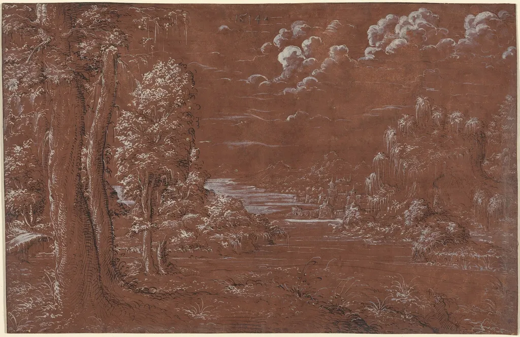 River Landscape, by German 16th Century, ink, 1544