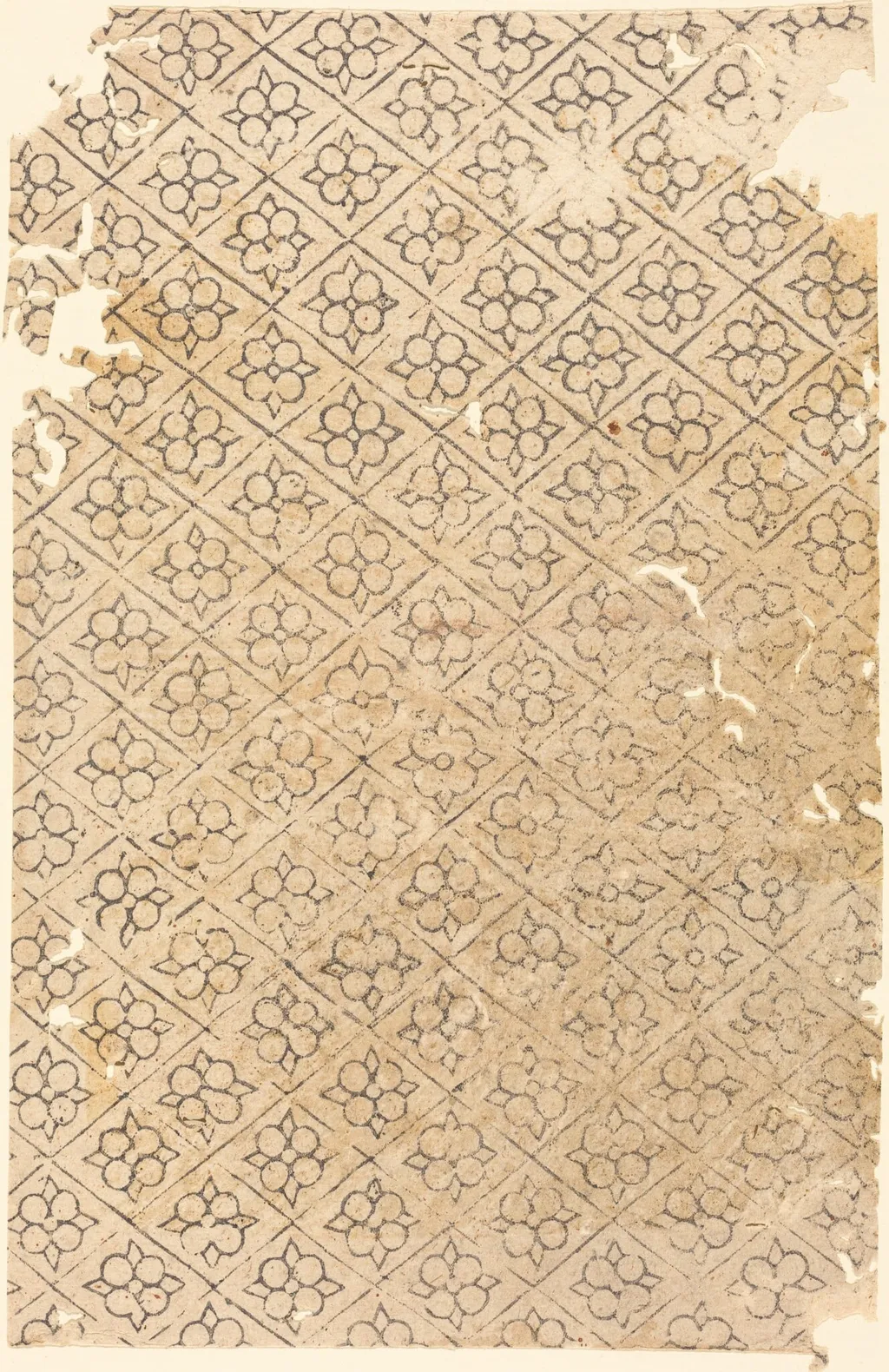 Sheet with Flower and Diamond Pattern, by German 16th Century, ink, 1550