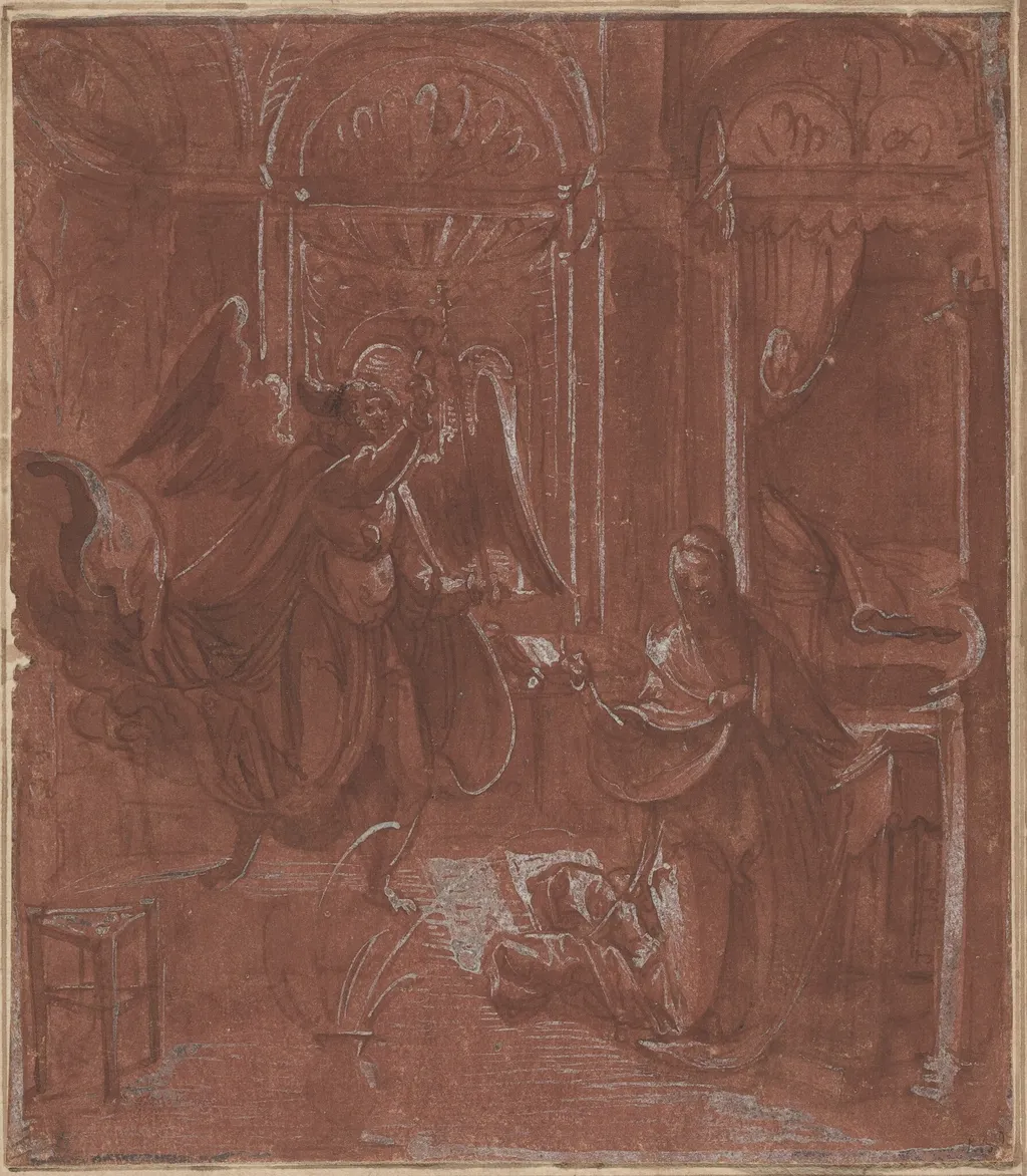 The Annunciation, by German 16th Century, ink, 1520