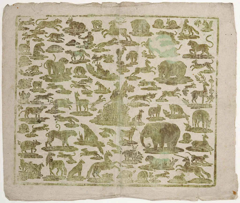 Endpaper with Animals, by German 18th Century, ink, 1790
