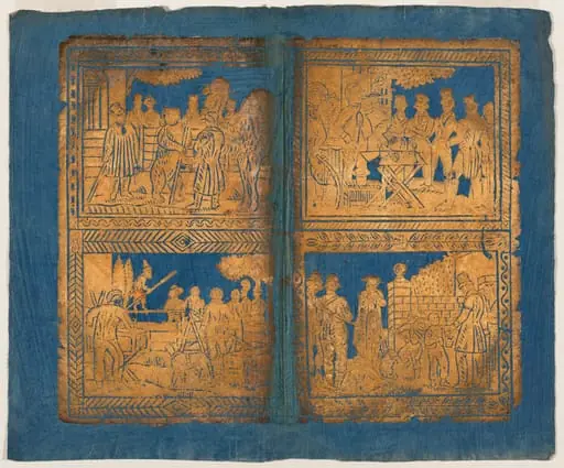 Endpaper with Four Circus (?) Scenes, by German 18th Century
