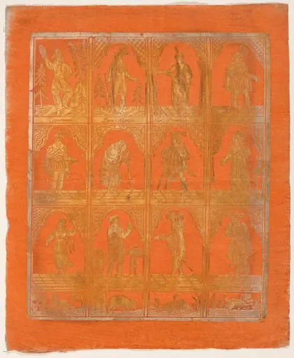 Endpaper with Twelve Standing Figures, by German 18th Century