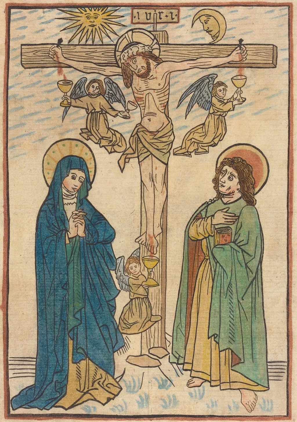 Christ on the Cross with Angels, by German 19th Century, ink, 1801