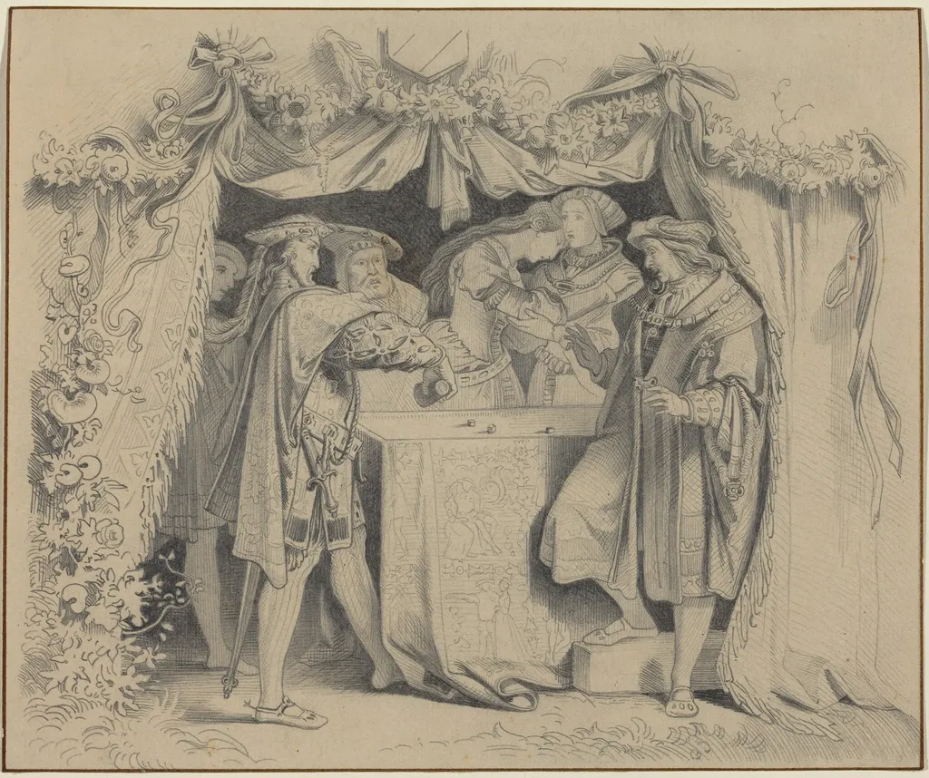 Men Throwing Dice, by German 19th Century, graphite, 1850