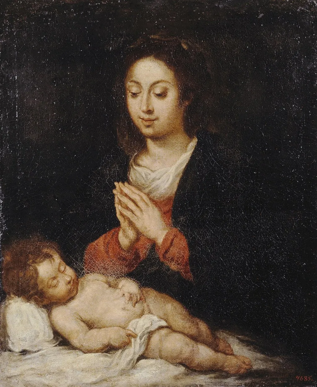 Madonna with the Sleeping Infant Christ, by Geronimo de Bobadilla, oil, 1668