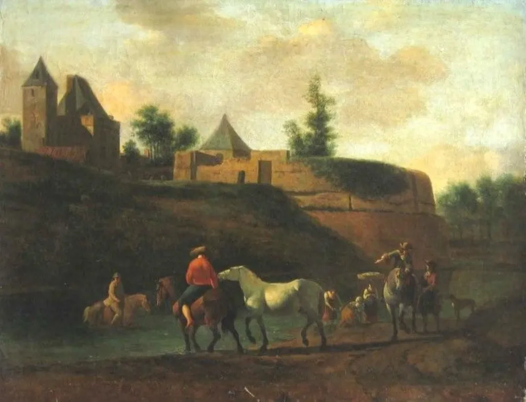 Cu caii la adăpat, by Gerrit Adriaensz Berk-Heyde, unspecified