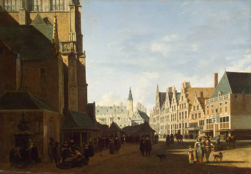 Groote Market in Haarlem, by Gerrit Adriaenszoon Berckheyde