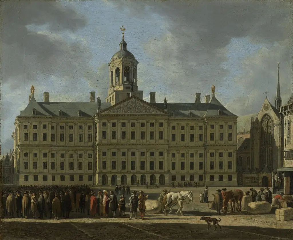 The town hall on Dam Square in Amsterdam, by Gerrit Adriaenszoon Berckheyde