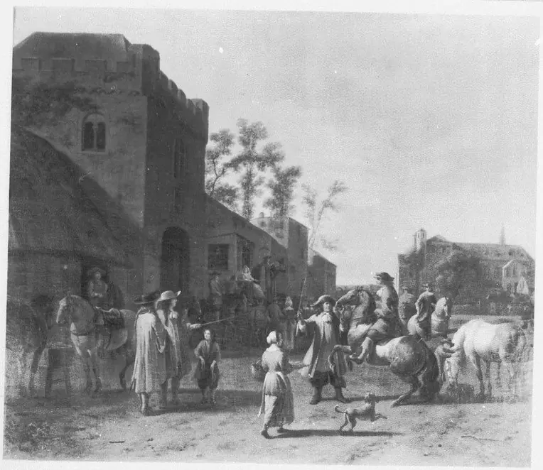 The Village Horse Market, by Gerrit Adriaenszoon Berckheyde, 1690