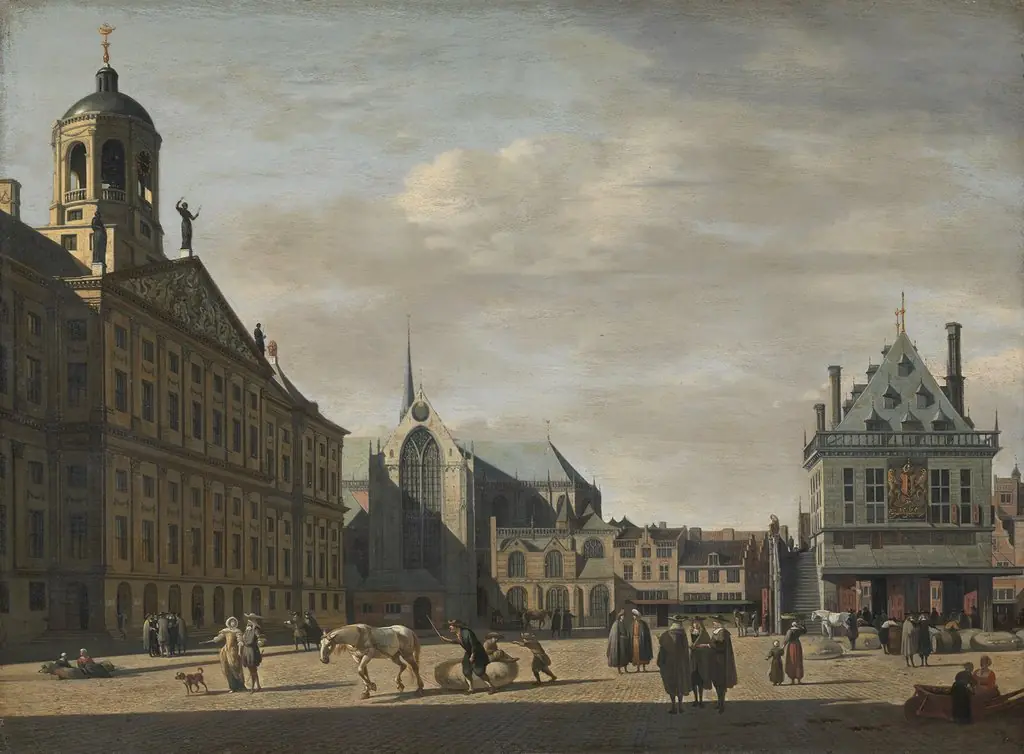 View of Dam Square, with the Old Weigh House, by Gerrit Adriaenszoon Berckheyde