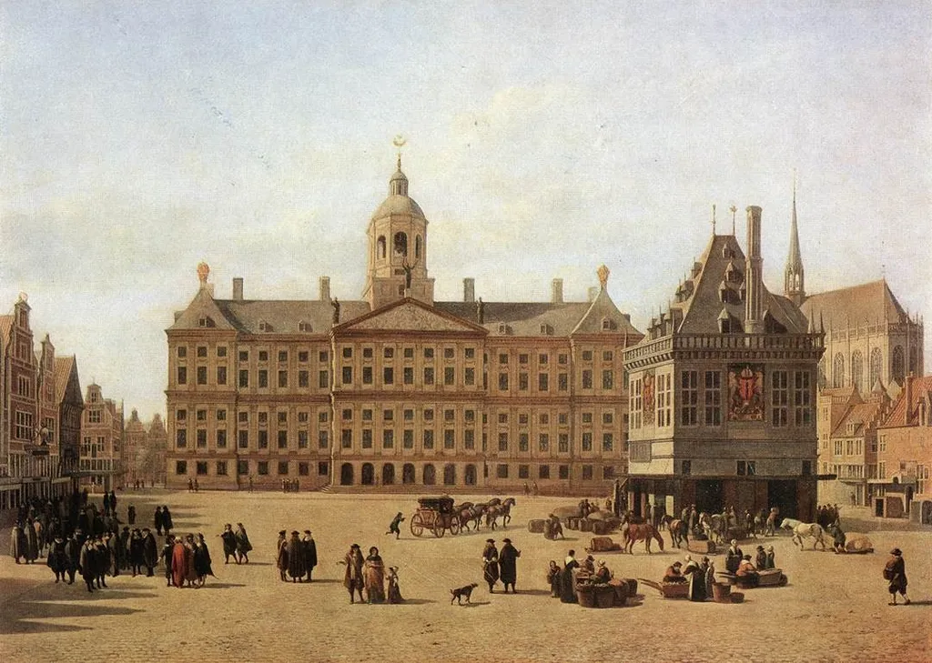 View of the Amsterdam Town Hall, by Gerrit Adriaenszoon Berckheyde, unspecified, 1668