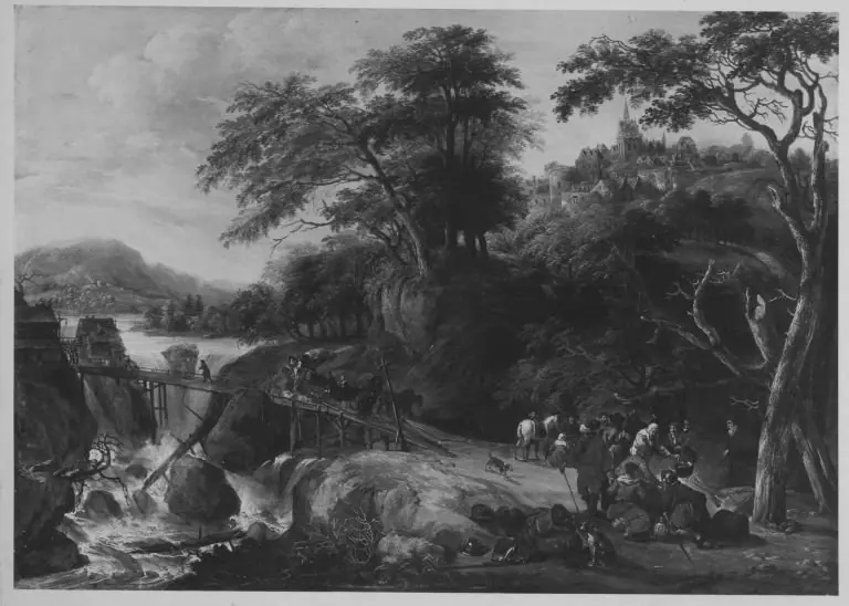 Landschaft mit Wasserfall, by Gerrit Battem