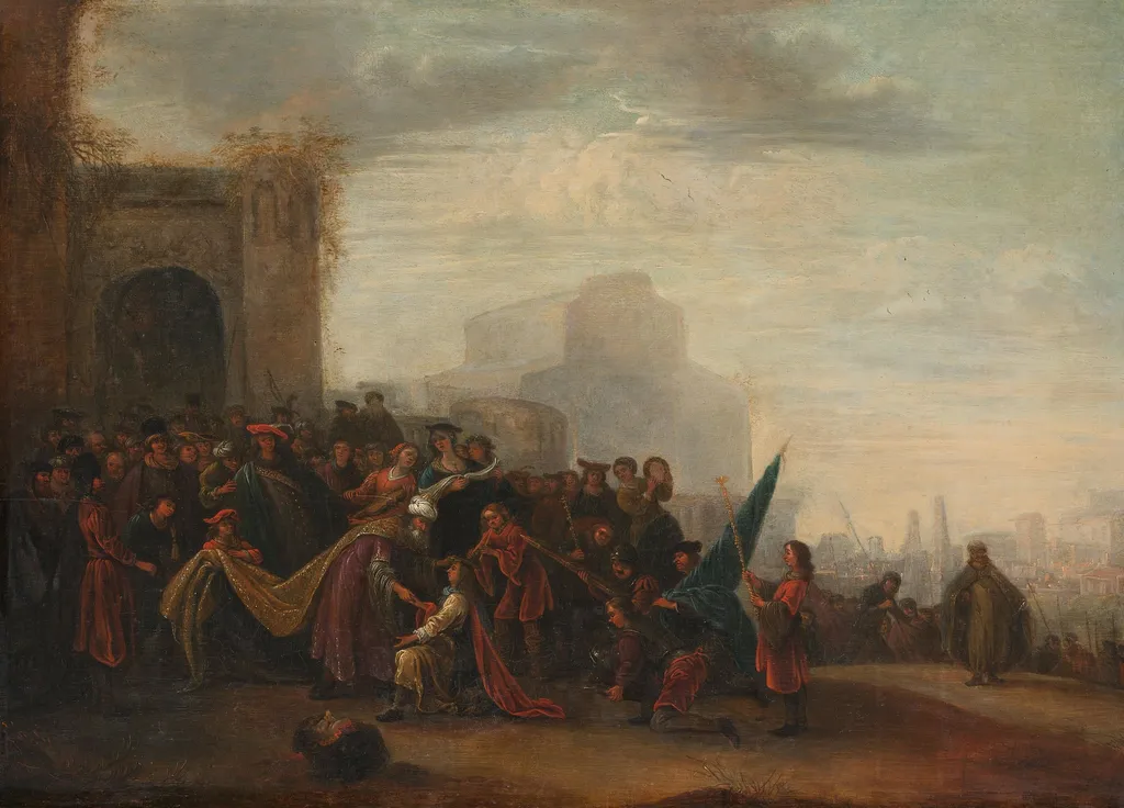 Saul Welcoming David after his Victory over Goliath, by Gerrit de Wet, unspecified, 1640