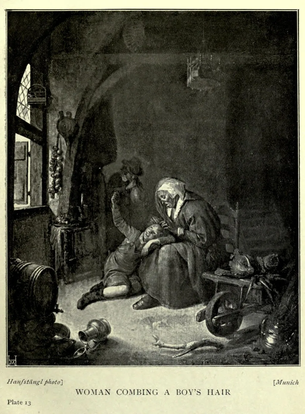 A Woman combing a Boy's Hair, by Gerrit Dou, oil, 1646