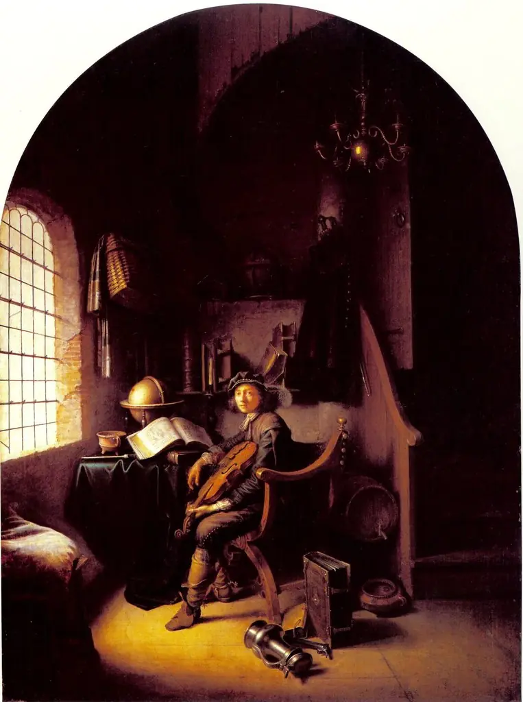 An Interior with a Young Violinist, by Gerrit Dou