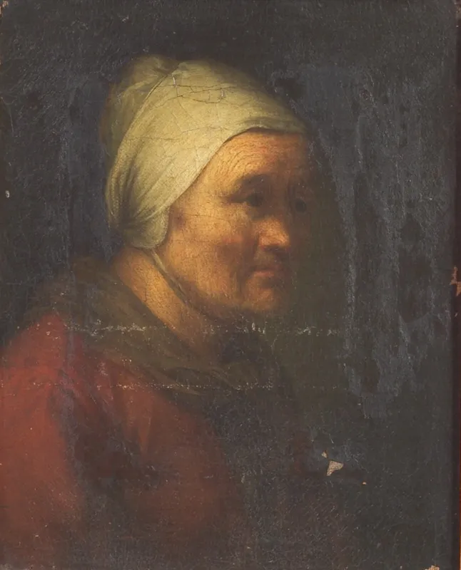 An Old Woman, by Gerrit Dou, oil, 1651