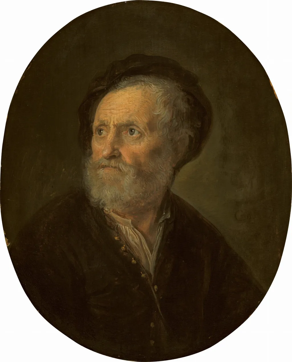 Bust of a Bearded Man, by Gerrit Dou, oil, 1644