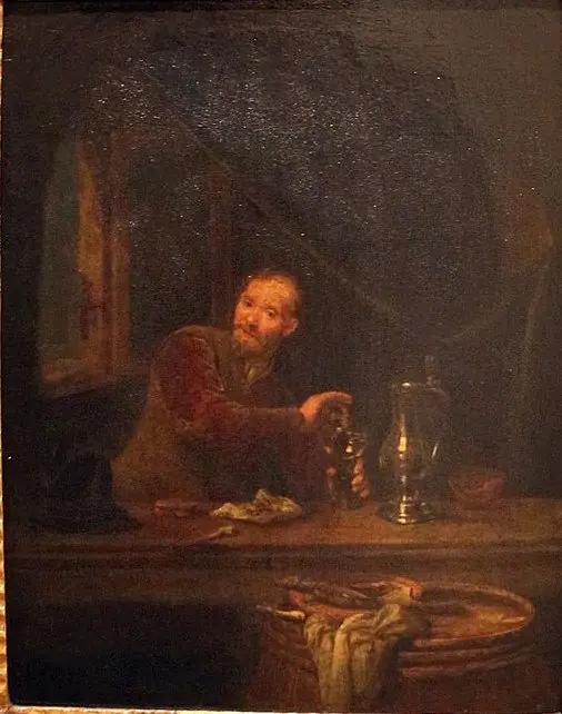 Cena interior com um homem, by Gerrit Dou