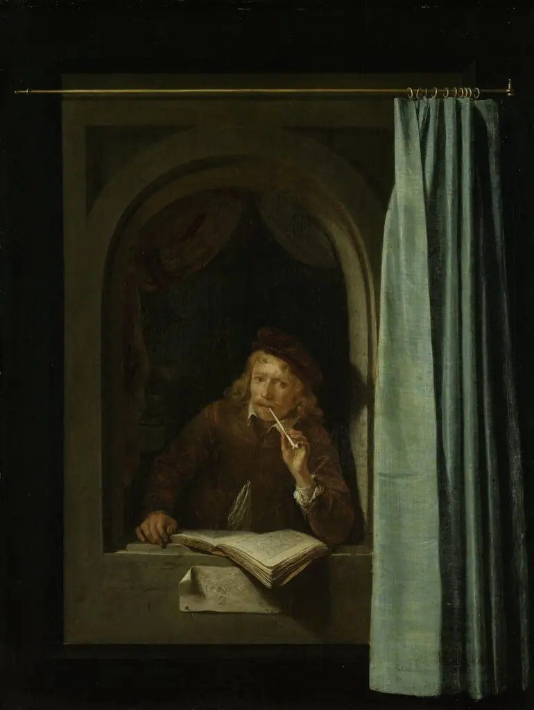 Man Smoking a Pipe, by Gerrit Dou
