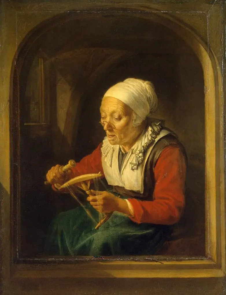Old Woman Unreeling Threads, by Gerrit Dou
