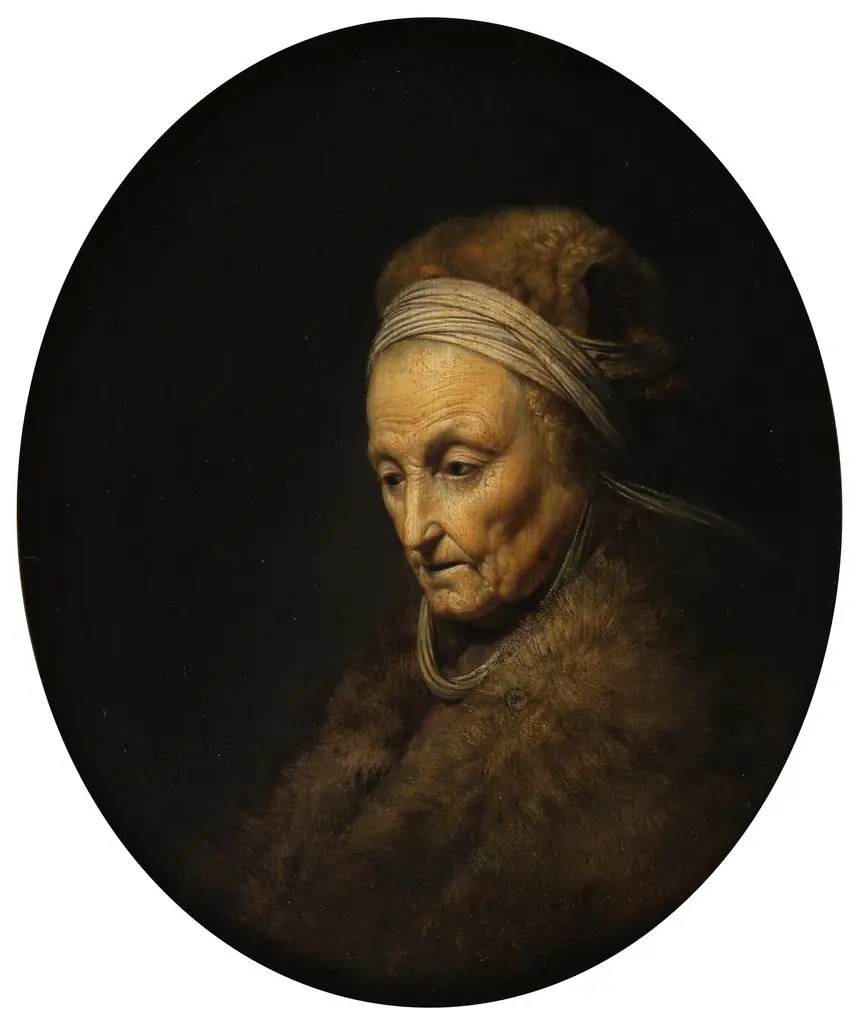 Old Woman with Fur Cap, by Gerrit Dou