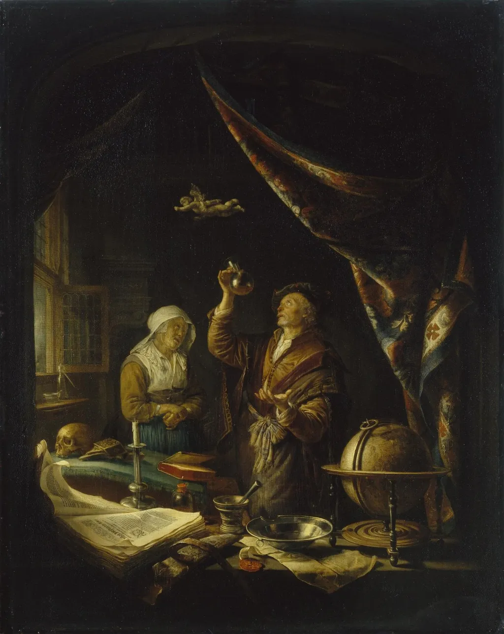 Sick Woman at the Doctor's, by Gerrit Dou, oil, 1665