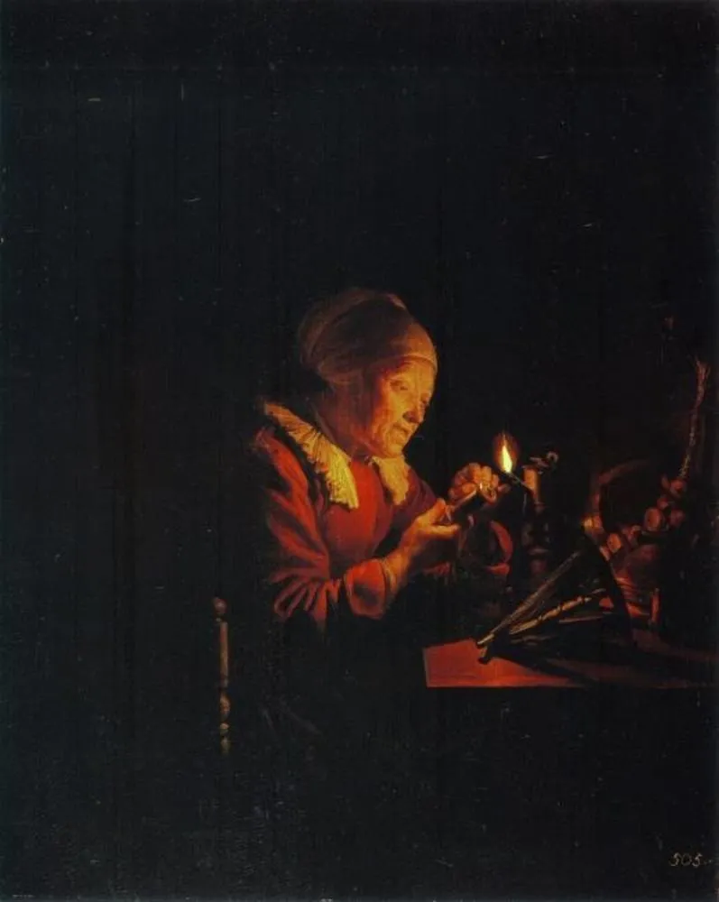 The Lost Thread, by Gerrit Dou, oil, 1662