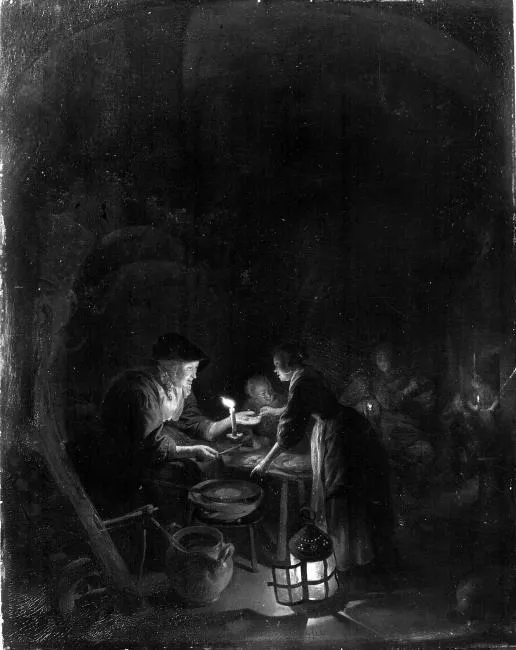 The Pancake Maker, by Gerrit Dou, oil, 1663