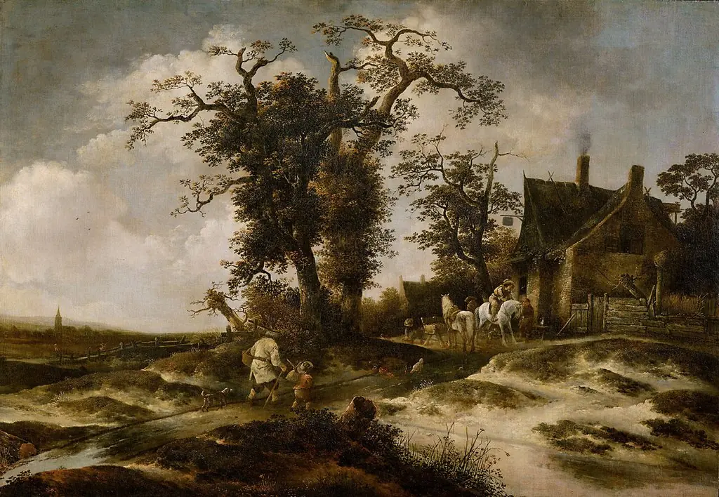 Vor dem Gasthaus am Dünenrand, by Gerrit van Hees
