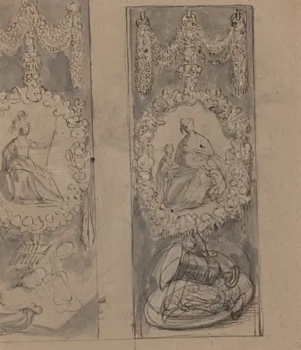 Decorative Motifs with Garlands (verso), by Gerrit van Honthorst
