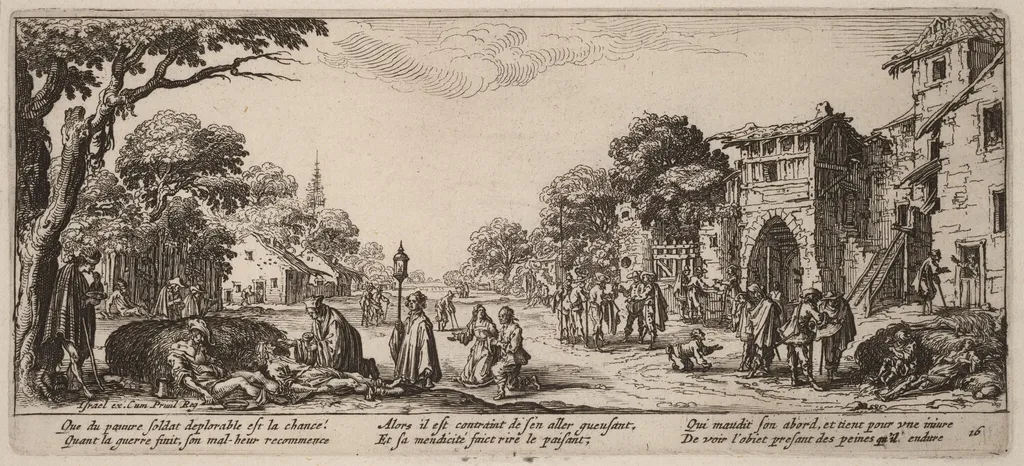 Dying Soldiers by the Roadside, by Gerrit van Schagen, ink, 1642
