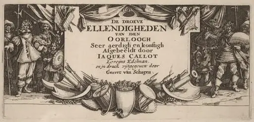 Title Page for "De droeve Ellendigheden van den Oorloogh", by Gerrit van Schagen
