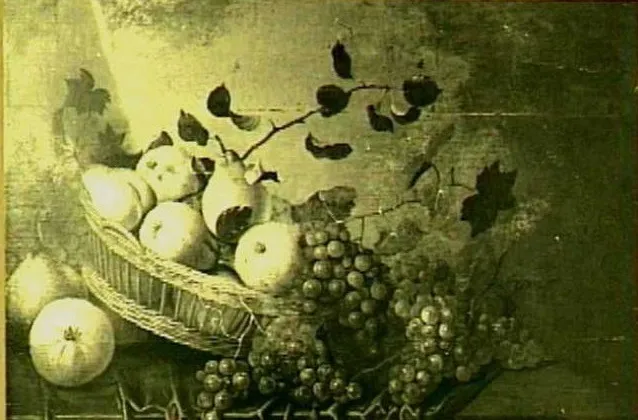 Fruit still life, by Gerrit van Vucht, oil, 1675