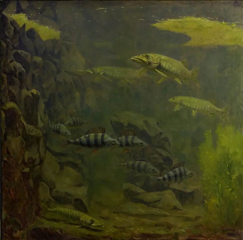 Pike and Perch in an Aquaruim, by Gerrit Willem Dijsselhof