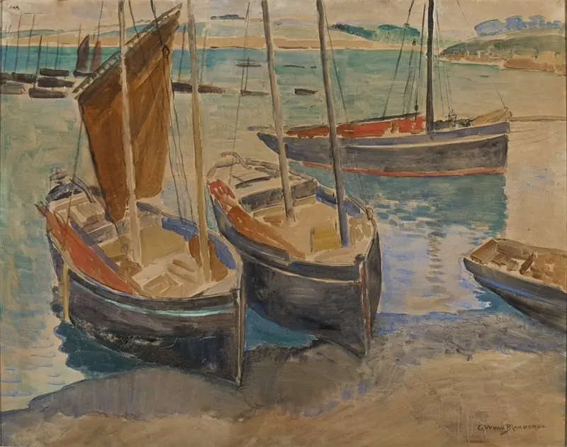 Port with ships in Brittany