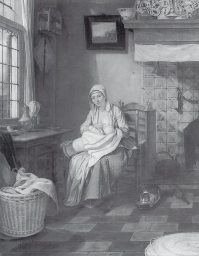 Interior with Nursing Mother, by Gerrit Zegelaar, oil, 1774