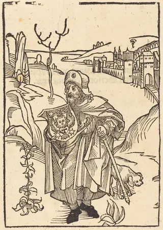 Gerson as Pilgrim with Town in Background