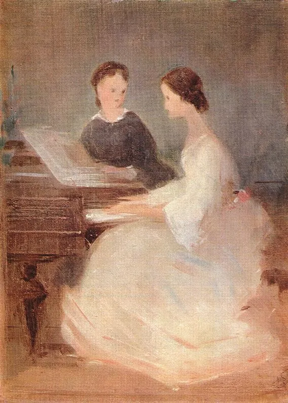 At the Piano, by Géza Dósa, oil, 1869
