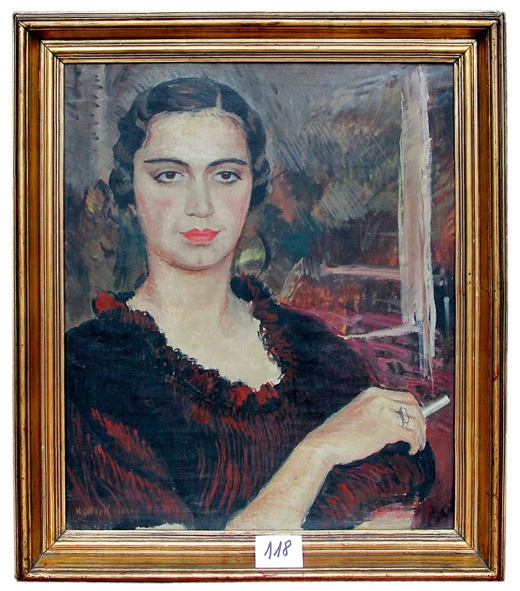 Portretul Mioarei Minulescu cu țigara, by Gheorghe Năsturel, unspecified, 1936