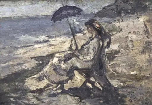 Femeie la mare, by Gheorghe Petrașcu