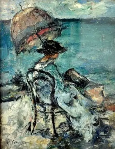 Femeie pe malul mării, by Gheorghe Petrașcu