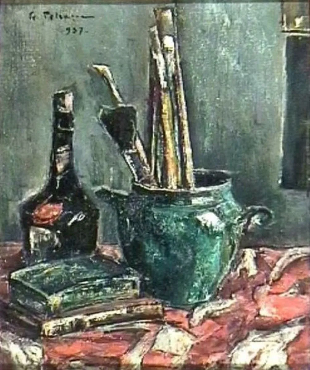 Natură moartă cu pensule, by Gheorghe Petrașcu, unspecified, 1937