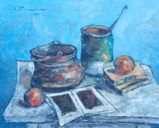Natură statică cu căldărușă de aramă, by Gheorghe Petrașcu