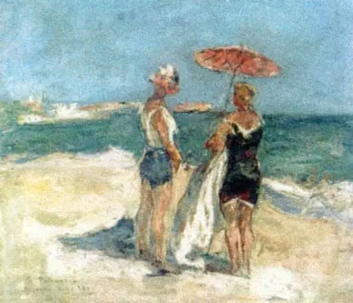 Privind marea la Mangalia, by Gheorghe Petrașcu