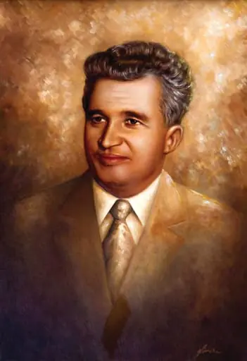 Tablou ulei pe pânză, portret Nicolae Ceaușescu semnat Gheorghe Pîrvu si datat în partea dreaptă jos. Comandat de Comitetul Municipal de Partid Călărași (1982)., by Gheorghe Pîrvu