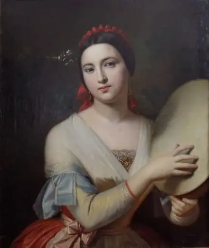 Femeie cu tamburină, by Gheorghe Tattarescu