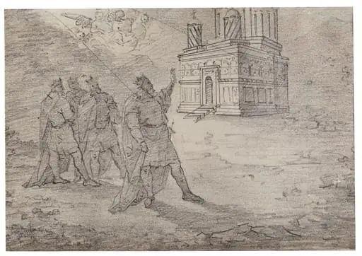 Neagoe Basarab în fața mânăstirii Curtea de Argeș, by Gheorghe Tattarescu