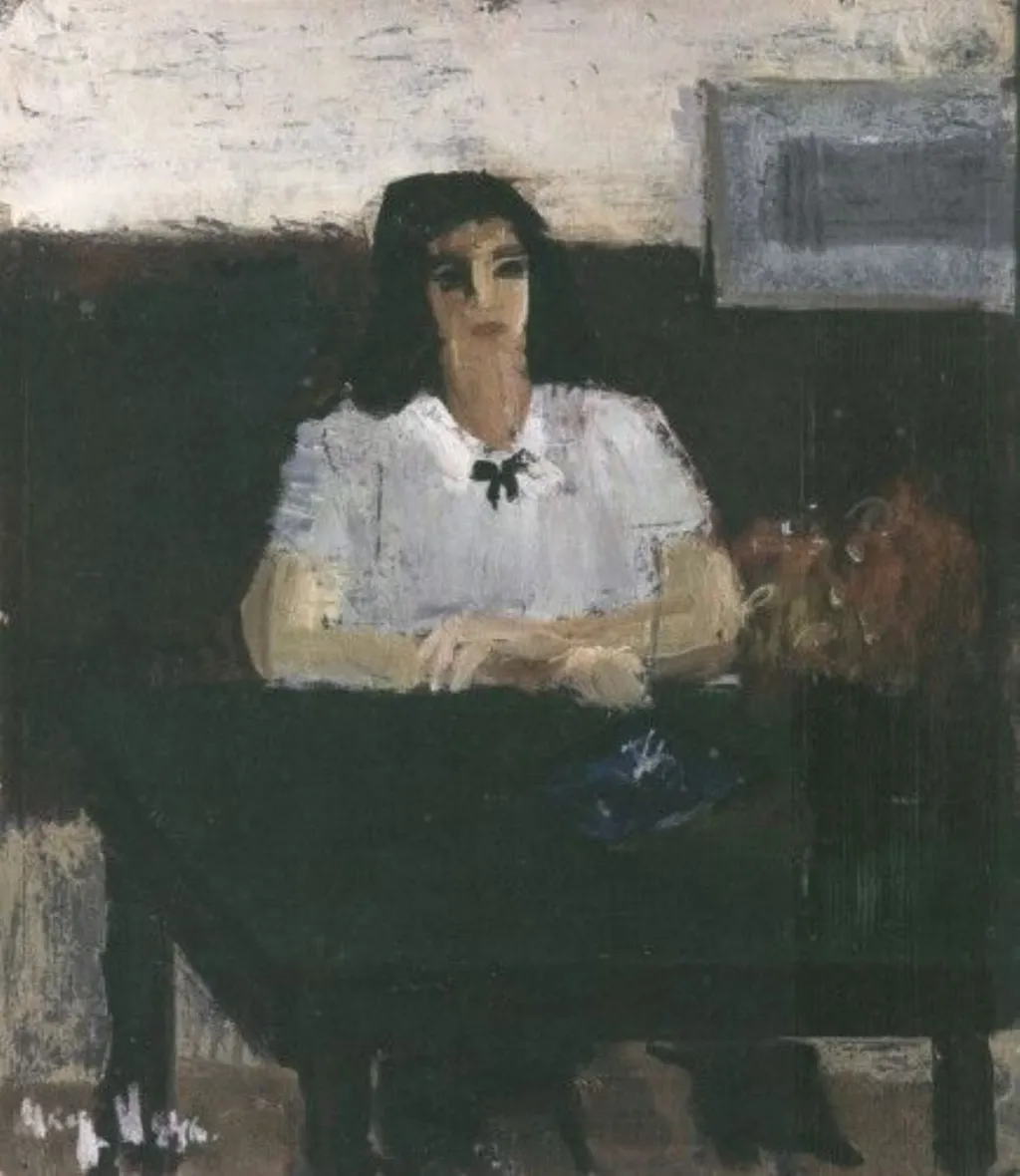 Portret de femeie, by Gheorghe Vânătoru, unspecified, 1946