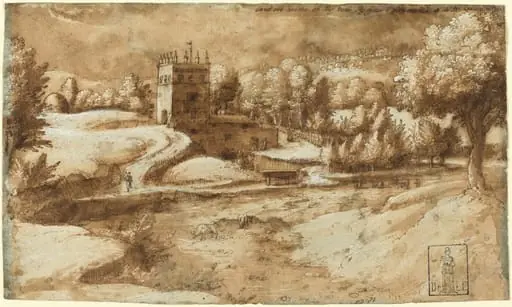 View near Rosora di Serra San Quirico, by Gherardo Cibo